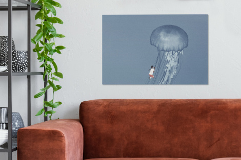 Canvas schilderij - Kinderen - Kwal - Zeedieren - Vintage-2