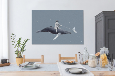 Canvas schilderij - Ruimte - Jongen - Maan - Walvis-4