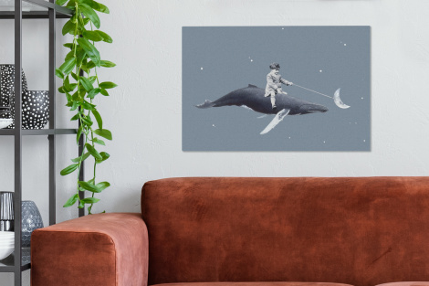 Canvas schilderij - Ruimte - Jongen - Maan - Walvis-2