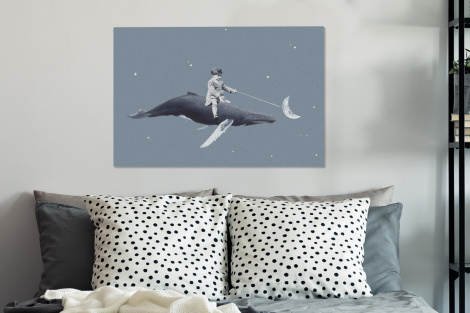 Canvas schilderij - Ruimte - Jongen - Maan - Walvis-3