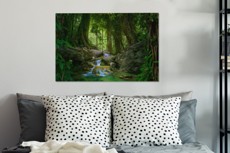 Canvas schilderij - Jungle - Stenen - Water - Natuur-3