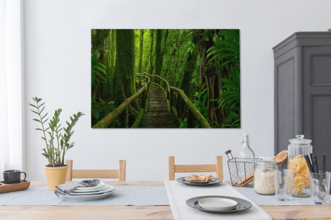 Canvas schilderij - Jungle - Brug - Mos - Natuur - Tropisch-4