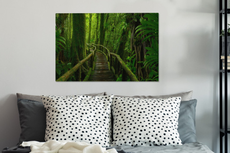 Canvas schilderij - Jungle - Brug - Mos - Natuur - Tropisch-3