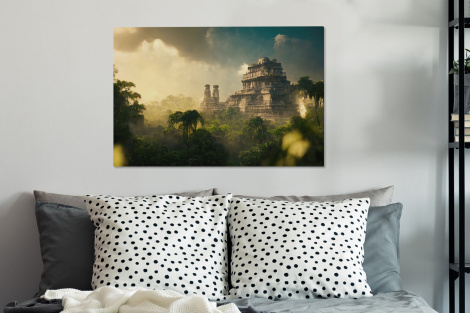 Canvas schilderij - Tempel - Jungle - wolken - Lucht - Natuur-3