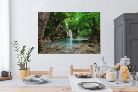 Canvas schilderij - Erawan Waterval in jungle Thailand foto-4