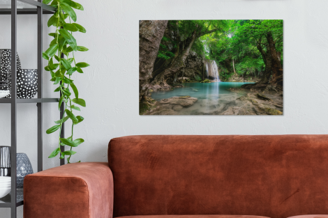 Canvas schilderij - Erawan Waterval in jungle Thailand foto-2