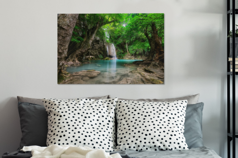 Canvas schilderij - Erawan Waterval in jungle Thailand foto-3