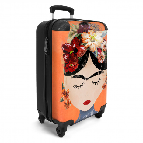 Koffer - Portret - Frida Kahlo - Oranje - Vrouw - Bloemen-2