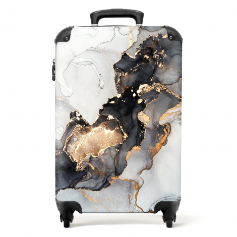 Koffer - Marmer - Zwart - Wit - Goud - Luxe - Abstract