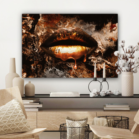 Canvas schilderij - Goud - Lippen - Kunst-3