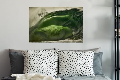 Canvas schilderij - Groene golf aan de Ierse kust-3