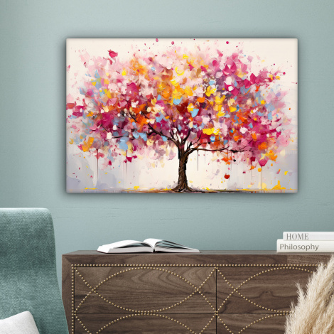 Canvas schilderij - Aquarel - Boom - Kunst - Abstract-4