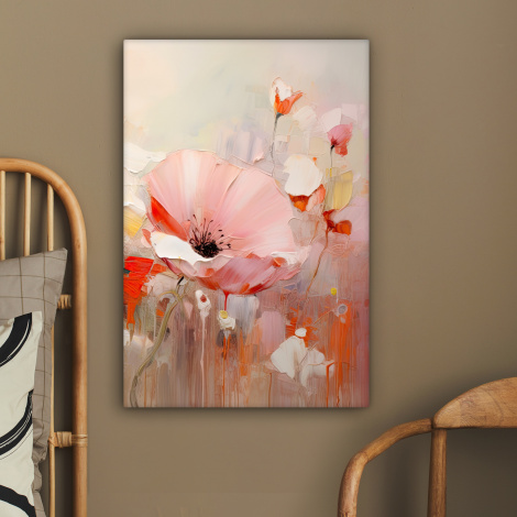 Canvas schilderij - Bloemen - Watercolor - Roze - Abstract - Kunst-2