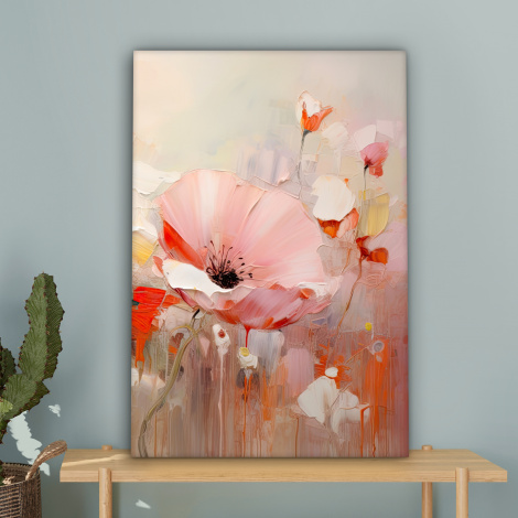 Canvas schilderij - Bloemen - Watercolor - Roze - Abstract - Kunst-4