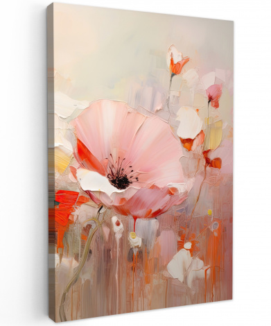 Canvas schilderij - Bloemen - Watercolor - Roze - Abstract - Kunst