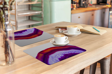 Tischset (6er Set) - Nahaufnahme eines orangefarbenen und violetten Achats - 45x30 cm-3