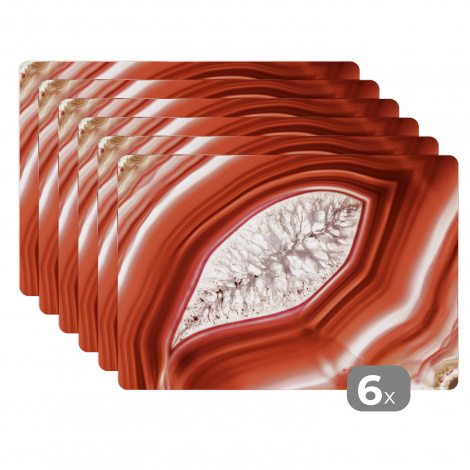 Premium placemats (6 stuks) - Close-up van een rood met witte agaat - 45x30 cm-thumbnail-1