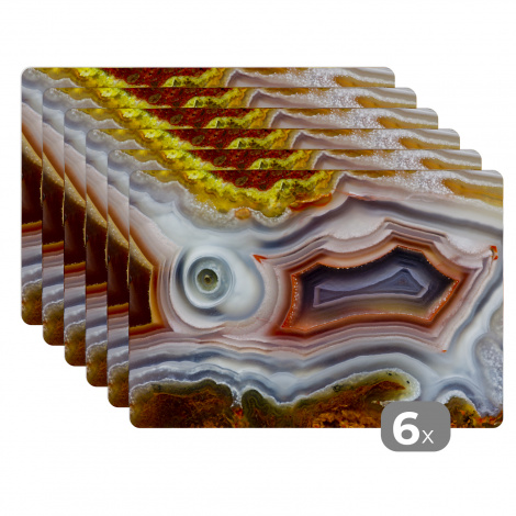 Premium placemats (6 stuks) - Close-up van een water agaat uit Mexico - 45x30 cm