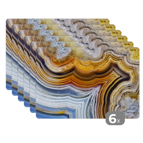 Premium placemats (6 stuks) - Close-up van een water agaat - 45x30 cm