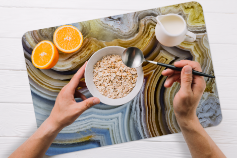 Premium placemats (6 stuks) - Close-up van een water agaat - 45x30 cm-2