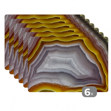 Premium placemats (6 stuks) - Close-up van de kern van een water agaat - 45x30 cm-1