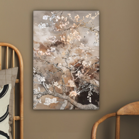 Canvas schilderij - Amandelbloesem - Kunst - Van Gogh - Beige - Abstract-2