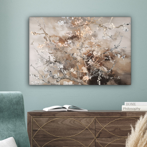 Leinwandbild - Mandelblüte - Kunst - Van Gogh - Beige - Abstrakt-4