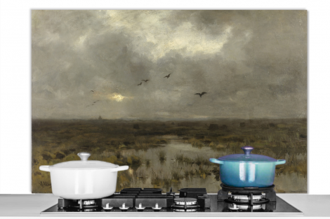 Spatscherm keuken - Het moeras - Schilderij van Anton Mauve-1