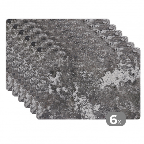 Premium placemats (6 stuks) - Beton - Wit - Grijs - Cement - 45x30 cm