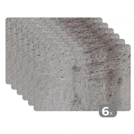 Premium placemats (6 stuks) - Beton - Wit - Patronen - Grind - 45x30 cm