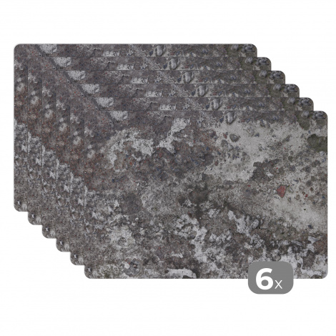 Premium placemats (6 stuks) - Beton - Grijs - Patronen - Stenen - 45x30 cm-thumbnail-1