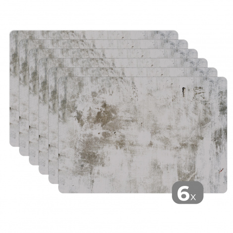 Premium placemats (6 stuks) - Beton - Wit - Bruin - Patronen - 45x30 cm-1