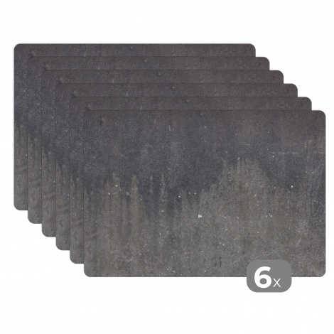 Premium placemats (6 stuks) - Beton - Grijs - IJzer - Steen - 45x30 cm