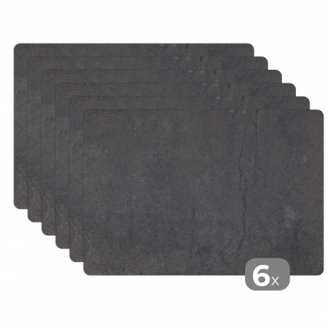 Premium placemats (6 stuks) - Beton - Zwart - Grey - Patronen - 45x30 cm