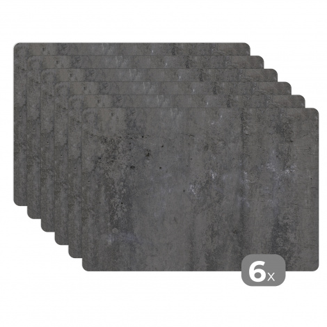 Tischset (6er Set) - Beton - Schwarz - Weiß - Schotter - 45x30 cm-1
