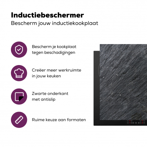 Inductiebeschermer - Natuursteen - Industrieel - Leisteen - Structuur - Grijs-3