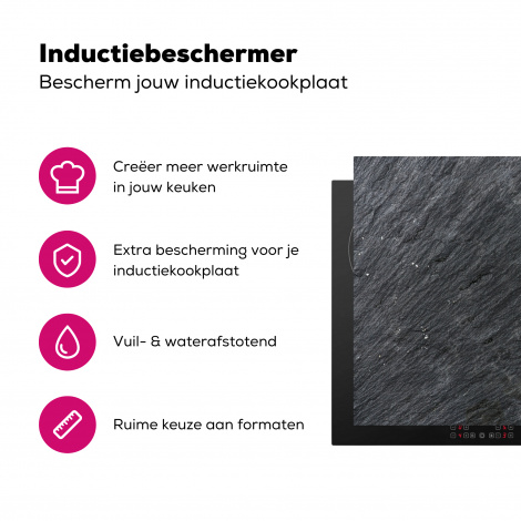 Inductiebeschermer - Natuursteen - Industrieel - Leisteen - Structuur - Grijs-3