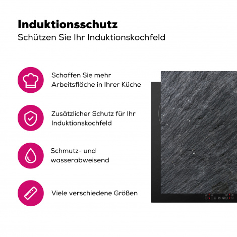 Herdabdeckplatte - Naturstein - Industriell - Schiefer - Strukturiert - Grau-3