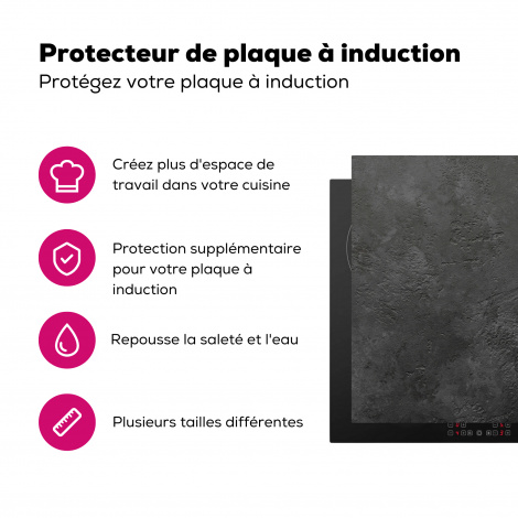 Protège-plaque à induction - Béton - Texturé - Industriel - Noir - Gris-3