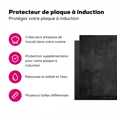 Protège-plaque à induction - Béton - Robuste - Vintage - Rustique - Gris - Noir-3