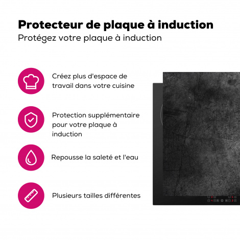 Protège-plaque à induction - Béton - Texturé - Rétro - Noir - Gris - Rustique-3