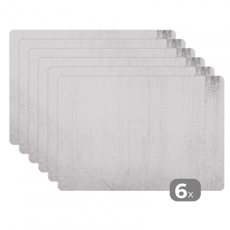 Premium placemats (6 stuks) - Betonnen structuur in het wit - zwart wit - 45x30 cm-1