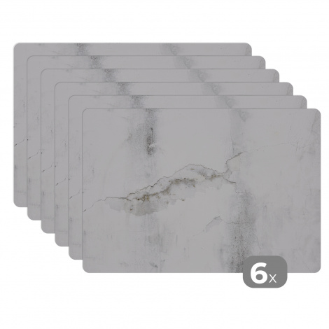 Premium placemats (6 stuks) - Beton - Grijs - Wit - 45x30 cm