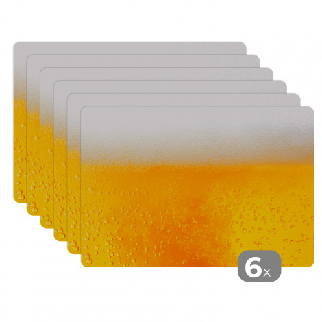 Premium placemats (6 stuks) - Close up van een goudkleurig biertje - 45x30 cm-thumbnail-1