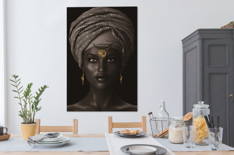 Canvas schilderij - Vrouw - Afrikaans - Goud-4
