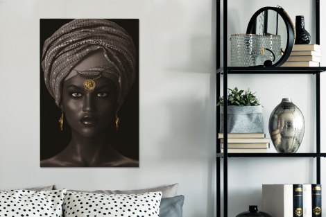 Canvas schilderij - Vrouw - Afrikaans - Goud-3