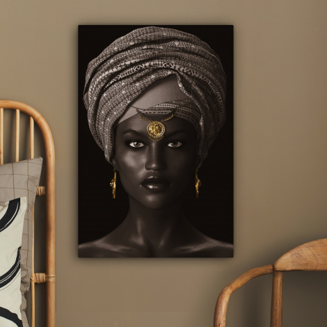 Canvas schilderij - Vrouw - Afrikaans - Goud-2