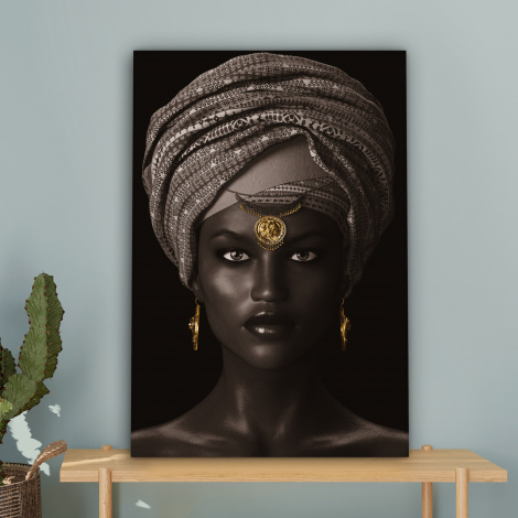 Leinwandbild - Frau - Afrikanisch - Gold-4