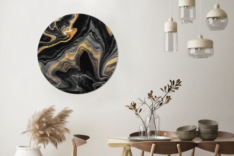 Muurcirkel - Marmer - Acryl - Goud - Luxe - Abstract-3