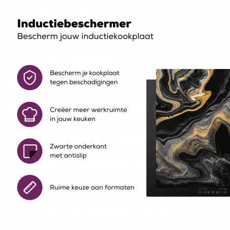 Inductiebeschermer - Marmer - Acryl - Goud - Luxe - Abstract-3